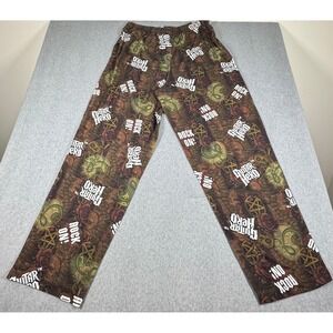 Guitar Hero Pajama Pants 2008 All Over Print Fleece Pants Mens XL Brown Baggy